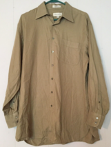 John W. Nordstrom button close shirt size 15 1/2 -33 long sleeve tan 100... - $11.63