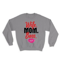 Wife Mom Boss : Gift Sweatshirt Women Mother - £22.68 GBP