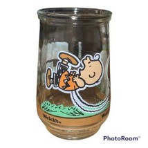Welch’s Jelly Jar Glass Peanuts Comic #4 Kick Off Time Lucy Charlie Football - £9.36 GBP