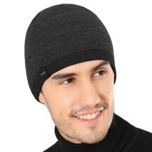 Winter Beanie Skull Cap Warm Knit Lined Outdoor Hat 4-Black&amp;Grey - M Size - $11.64 CAD