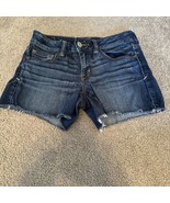 American Eagle Shorts Women 4 Blue Jean Super Stretch Distressed Cut Off... - £6.83 GBP