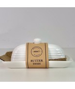 White Butter Dish Ribbed Market Finds Ceramic 8” TT2024 New - $29.72 CAD