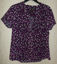 Nwt Womens Dana Buchman Purple W/ Leopard Print Blouse Size M - £18.58 GBP