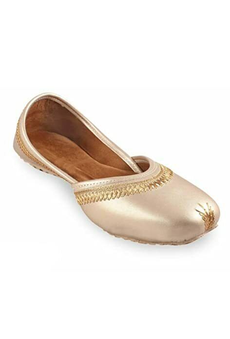Primary image for Women's Jutti Indian bridal Wedding ethnic Bellies flat US Size 6-11 Golden