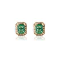 18K Gold Designer Emerald Diamond Earrings - £1,049.58 GBP