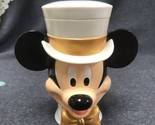 Vintage Disney on Ice Mickey Mouse Mug Flip Top Hat Lid Cup White Gold B... - $4.95
