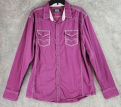 Buckle Black Shirt Mens Extra Large Purple Western Cowboy Button Up Athl... - £22.12 GBP