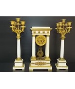 RARE ANTIQUE VICTORIAN FRENCH TIFFANY &amp; CO PORTICO CLOCK W/ CANDELABRAS - $71,506.29 MXN