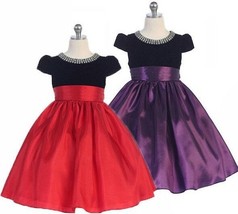 Posh Holiday Flower Girl Pageant Dress, Red or Purple, Crayon Kids USA 332 - £45.07 GBP