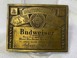 Vtg Genuine Budweiser Belt Buckle 1.75&quot; Loop Indiana Metal Craft Lager Beer - £23.66 GBP
