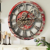 Wall clock 24 inches with real moving gears Red Lava - $170.10