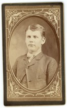 Antique CDV Circa 1880&#39;S Handsome Man Wearing Striped Suit Lee Reading, PA - £7.46 GBP