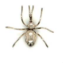 Vintage Signed Sterling Silver Detailed Polish Large Spider Insect Design Brooch - £51.59 GBP