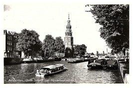 Vintage Amsterdam Oude Schans met Montelbaanstoren Ferry Postcard - £11.55 GBP