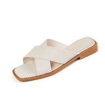 Summer Slippers For Ladies Simple Shoes Outwear Lazier Sandals Cowhide Open Toe  - £92.05 GBP