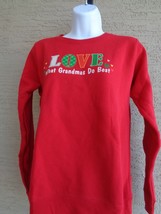 NWT Hanes  S Christmas Glitzy Grandma Love  Graphic Crew Neck  Sweatshirt   Red  - £10.27 GBP