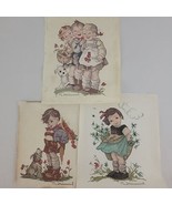 Girl Boy Dog Embroidery Finished Lot 3 Children Floral Basket Multi Colo... - £25.91 GBP