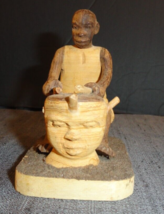 AUTHENTIC AFRICAN HAND THORN CARVED CARVING NIGERIAN YORUBA MAN DRUMMER ... - £101.85 GBP