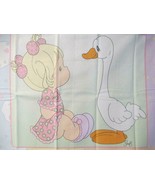 FABRIC Precious Moments Quilt Panel Boy &amp; Girl w/Goose &amp; Chick; Pastels ... - £8.65 GBP