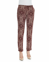 NWT HAUTE HIPPIE 8 100% SILK tailored snake-print pants $395 merlot slac... - £110.93 GBP