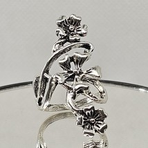 Silver Tone Flower Ring Open Work Vine Boho Knuckle To Knuckle Size 7 - $385.97 MXN