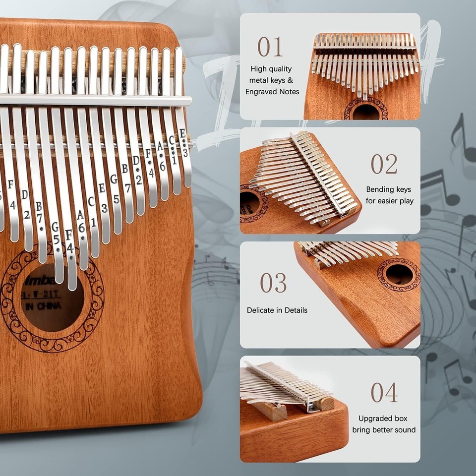 Travel-Friendly 21-Key Kalimba Thumb Piano - Musicians Gift with Tune Hammer Item image 4