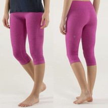 Lululemon Leggings In The Flow Crop Heathered Raspberry Size 4 - £14.93 GBP