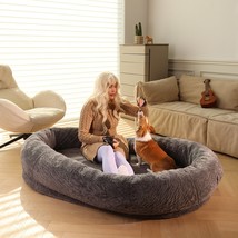 Large Bean Bag Bed for Human BeanBag Dog Bed Human-Sized Large Dog Bed w/Blanket - £161.22 GBP