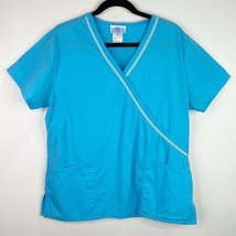 SB Scrubs 960 Mock Wrap Turquoise Scrub Top Shirt Size Medium M - $6.92