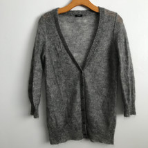 J Crew Wool Cardigan Womens S Gray Mohair 3D Fuzzy Button Long Sleeve Sw... - £22.52 GBP