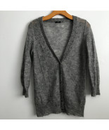 J Crew Wool Cardigan Womens S Gray Mohair 3D Fuzzy Button Long Sleeve Sw... - £22.59 GBP