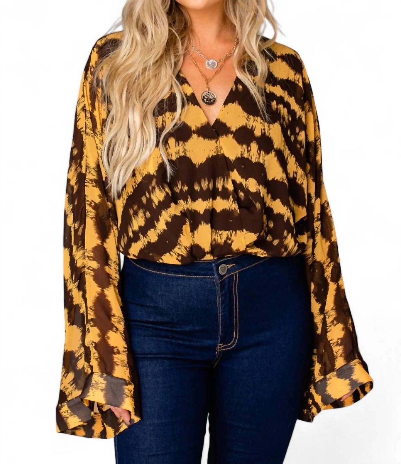Buddylove ariana kimono sleeve bodysuit in Radioactive