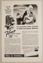 1937 Print Ad Filmo Movie Cameras Bell &amp; Howell Couple Tobogganing  - £12.19 GBP