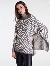 NWT Women&#39;s Ann Taylor Zebra Print Poncho Sweater in Charcoal Gray Size XS/S - £39.55 GBP