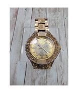 Techno King Gold Tone Dial Crystal Accent 52 mm Gold Watch Band  - $19.97