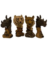 Lot 4x Greenbrier Int’l Safari Animal Head Statuettes Rhino Tiger Cheetah - $20.00