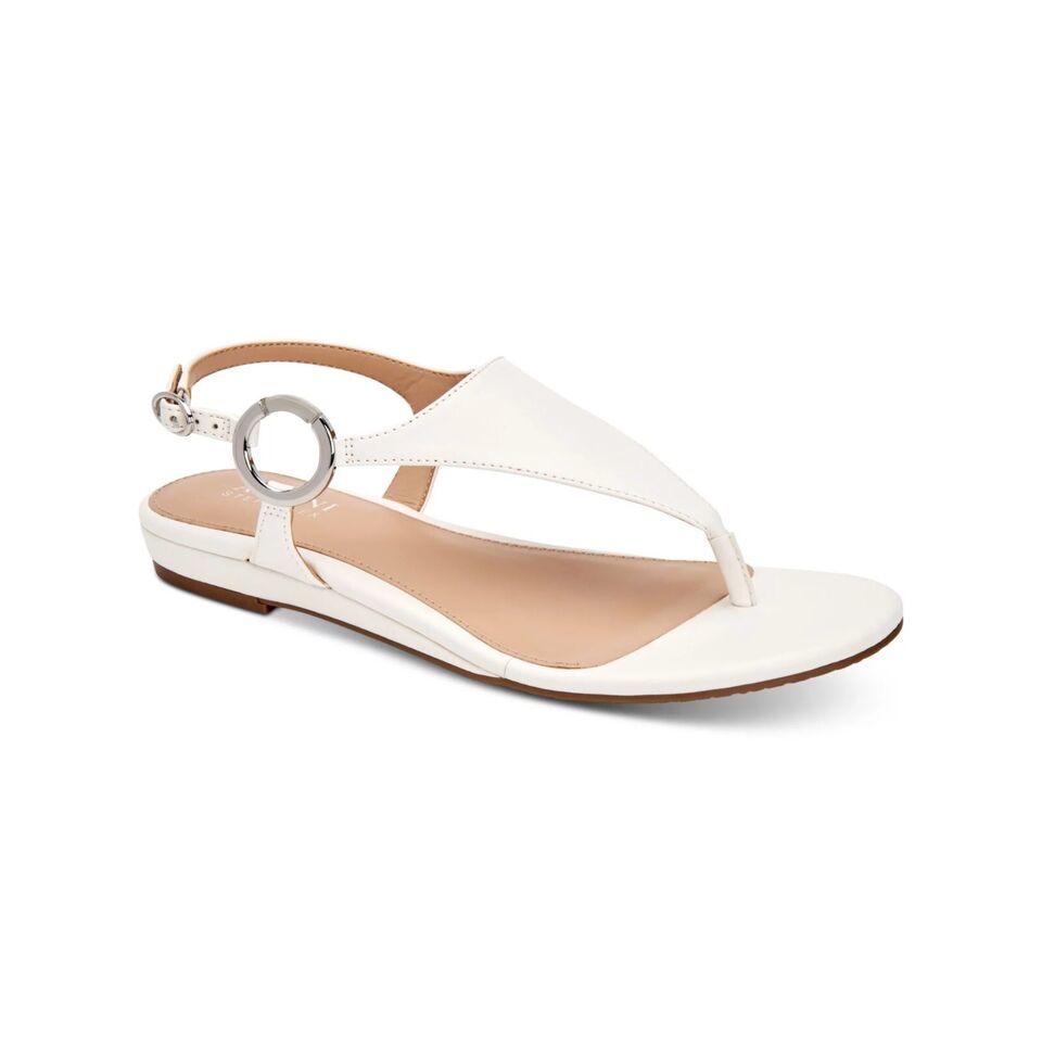 Alfani Womens 11 M White Slingback Thong Flat Sandal NIB XP5 - $14.11