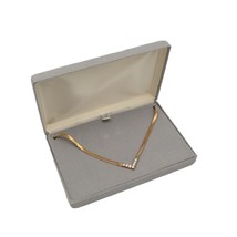 V Necklace Faux Diamonds Gold Tone Herring BineGift Box - £13.62 GBP