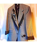 Bonnardi Women&#39;s Suit Jacket Blazer Gray Herringbone Fringes Embellished... - $645.68 MXN