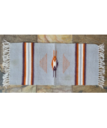 Vtg Native Wool Weave Rug - 14&quot; x 30&quot; - Handmade-Woven-Grey-American-Mex... - €20,45 EUR