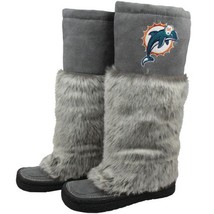 NFL Football Miami Dolphins Devotee Boots Knee-High Faux Fur Gray Ladies Size 6 - £34.01 GBP