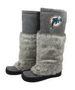 NFL Football Miami Dolphins Devotee Boots Knee-High Faux Fur Gray Ladies... - £33.45 GBP