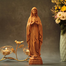 Our Lady of Lourdes Catholic Icons Wooden Virgin Mary Statue Home Decor and Gift - £39.01 GBP