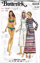 Vintage 1970&#39;s Junior Petite Swimsuit &amp; COVER-UP Pattern 6218-b Size 13JP - £9.56 GBP
