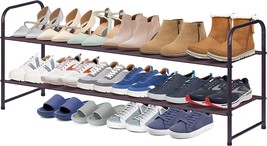AOODA 2 Tier Long Shoe Rack for Closet Stackable Wide Low 18-Pairs Fabric Shoe - £27.16 GBP