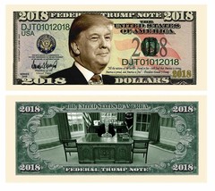 Donald Trump 2018 Presidential Pack of 25 Funny Money Dollar Bills Novelty - £10.98 GBP