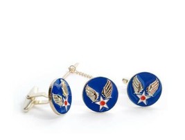 Army Air Corps Tie Clip &amp; Cuff Link Cufflinks Set - £32.47 GBP