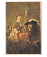 Rembrandt Self Portrait with Saskia N Gestel &amp; Zn Eindhoven Art Postcard - £3.95 GBP