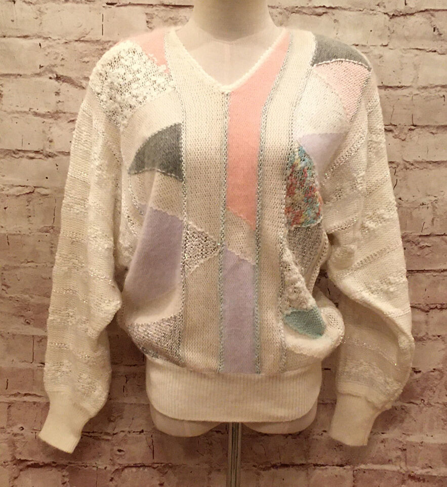 Primary image for Vintage Premiere Collection Wool Angora Lurex Acrylic Sweater SMALL White