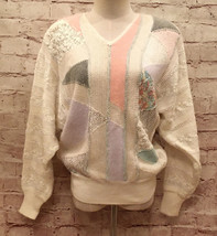 Vintage Premiere Collection Wool Angora Lurex Acrylic Sweater SMALL White - £56.63 GBP